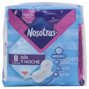 Toallas Fememninas Nosotras Día Y Noche Larga 8 Unidades