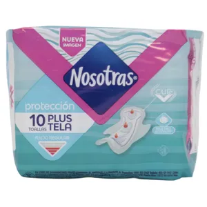 Toallas Íntimas Nosotras Plus Tela X10 Unidades