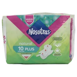 Toallas Femeninas Nosotras Plus Natural X10 Unidades
