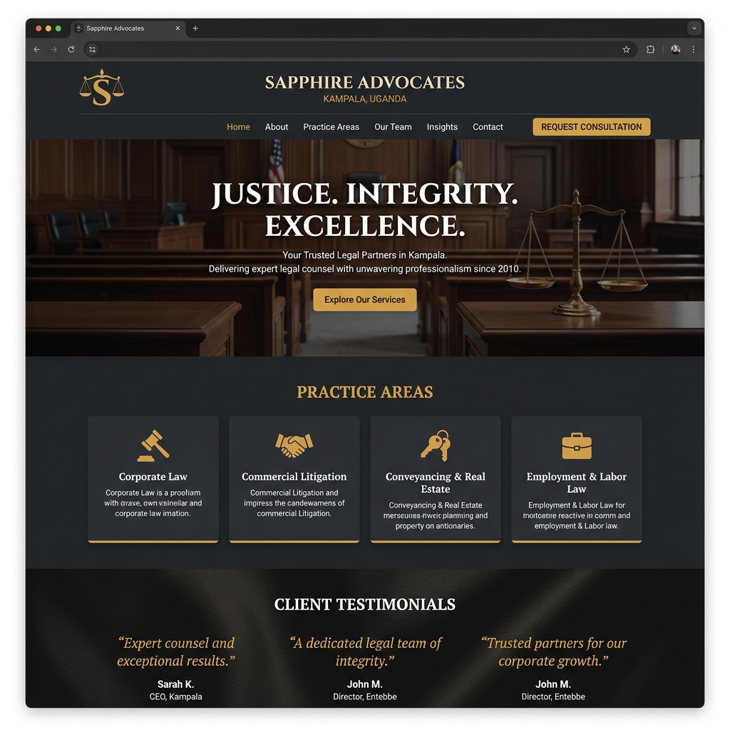 Sapphire Advocates — Law Firm Corporate Website Kampala