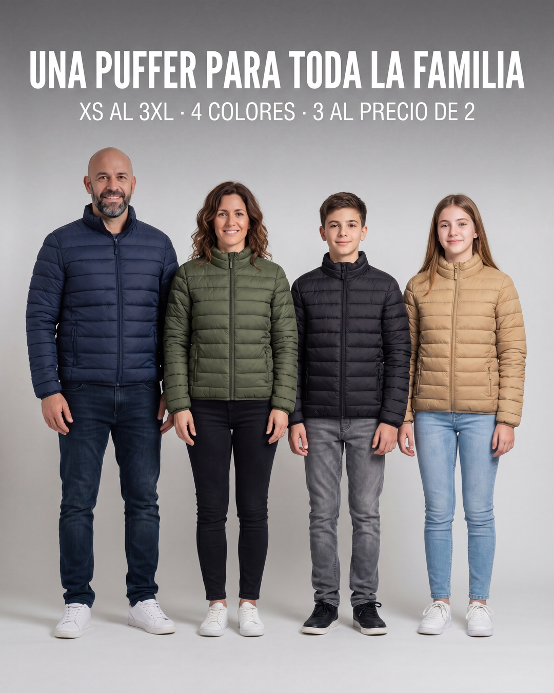 Puffer Club B&aacute;sico — una para toda la familia, XS al 3XL