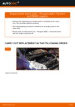Replacing Brake pad set disc brake: pdf instruction for PEUGEOT 208