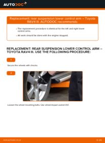 How to carry out replacement: Control Arm on 2.2 D 4WD (ALA30_) Toyota RAV4 III