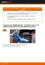 PDF Austausch Anleitung: Bremsklötze PEUGEOT 206 CC (2D) hinten + vorne