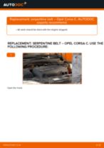 When to change Poly V serpentine belt on OPEL CORSA C (F08, F68): pdf manual