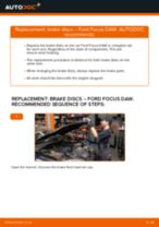 How to replace and adjust Brake rotors FORD FOCUS: pdf tutorial