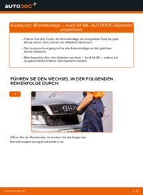 Wie der Wechsel durchführt wird: Bremsbeläge 1.9 TDI Audi A4 B6 tauschen