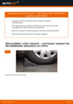 PDF replacement tutorial: Strut mount VW Passat Variant (3C5) rear and front