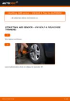 Bytte Hjulhastighetsfoler VW GOLF: guide på nett
