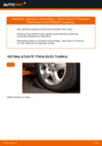 Kaip pakeisti Opel Astra H Caravan pakabos statramstis: priekis - keitimo instrukcija