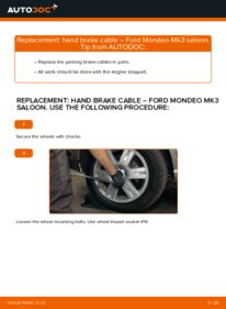 How to carry out replacement: Hand brake Cable on 2.0 TDCi Ford Mondeo mk3 Saloon
