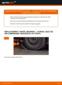 How to carry out replacement: Wheel Bearing on 1.3 (GD1) Honda Jazz GD