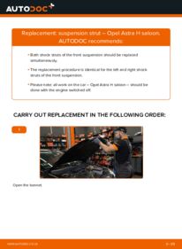 How to carry out replacement: Shock Absorber on 1.6 (L69) Opel Astra H Saloon