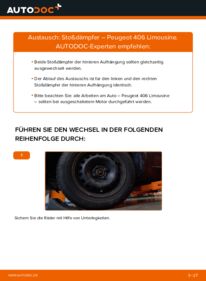 Wie der Wechsel durchführt wird: Stoßdämpfer 2.0 HDI 110 Peugeot 406 Limousine tauschen