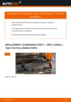 Step by step PDF-tutorial on Shock Absorber OPEL CORSA C (F08, F68) replacement