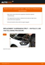 How to change front suspension strut on VW Polo 5 – replacement guide