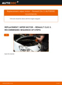 How to carry out replacement: Wiper Motor on 1.5 dCi Renault Clio Mk3