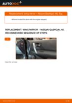 Replacing Rear view mirror NISSAN QASHQAI: free pdf