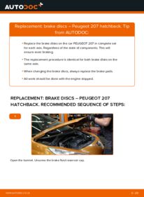 How to carry out replacement: Brake Discs on 1.4 HDi Peugeot 207 Hatchback