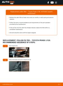 How to carry out replacement: Pollen Filter on 3.0 D-4D Toyota Prado J120
