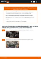 Cambio Escobillas de Limpiaparabrisas traseras y delanteras OPEL ASTRA G Box (F70): guía pdf