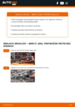 zadaj in spredaj Metlica brisalnika stekel BMW X1 (E84) | PDF vodič za zamenjavo