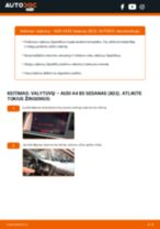 Kaip pakeisti gale ir priekyje Stiklo valytuvai AUDI A4 (8D2, B5) - instrukcijos internetinės