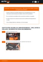 Cambio Escobillas de Limpiaparabrisas traseras y delanteras OPEL ZAFIRA B Van: guía pdf