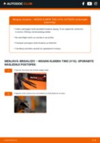PDF priročnik za zamenjavo: Metlice brisalcev NISSAN ALMERA TINO (V10) zadaj in spredaj