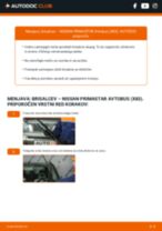 PDF priročnik za zamenjavo: Metlice brisalcev NISSAN PRIMASTAR Avtobus (X83) zadaj in spredaj