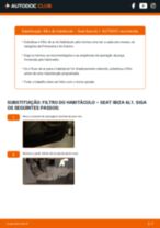 Instruções gratuitas online sobre como substituir Filtro de pólen SEAT IBIZA IV (6L1)
