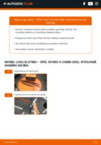 Kā nomainīt aizmugurē un priekšā Stikla tīrītāja slotiņa OPEL VIVARO Combi (J7) - instrukcijas tiešsaistes