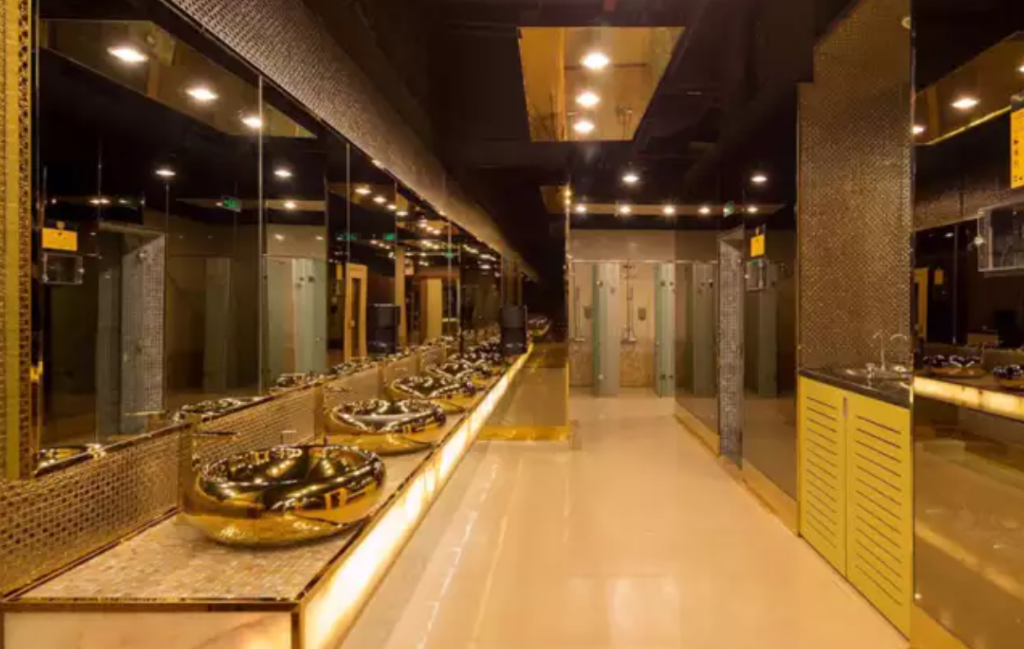 There is also a stunning vanity room, which is equipped with gold touches