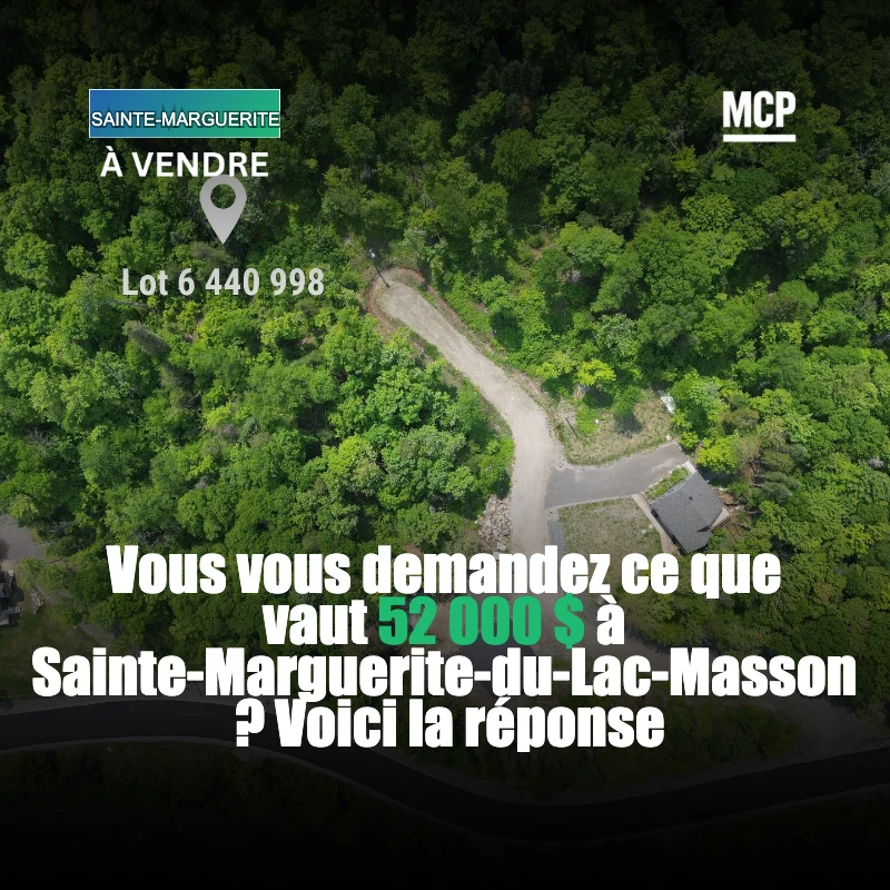 Niché entre lac et forêt : votre futur havre de paix à Sainte-Marguerite-du-Lac-Masson