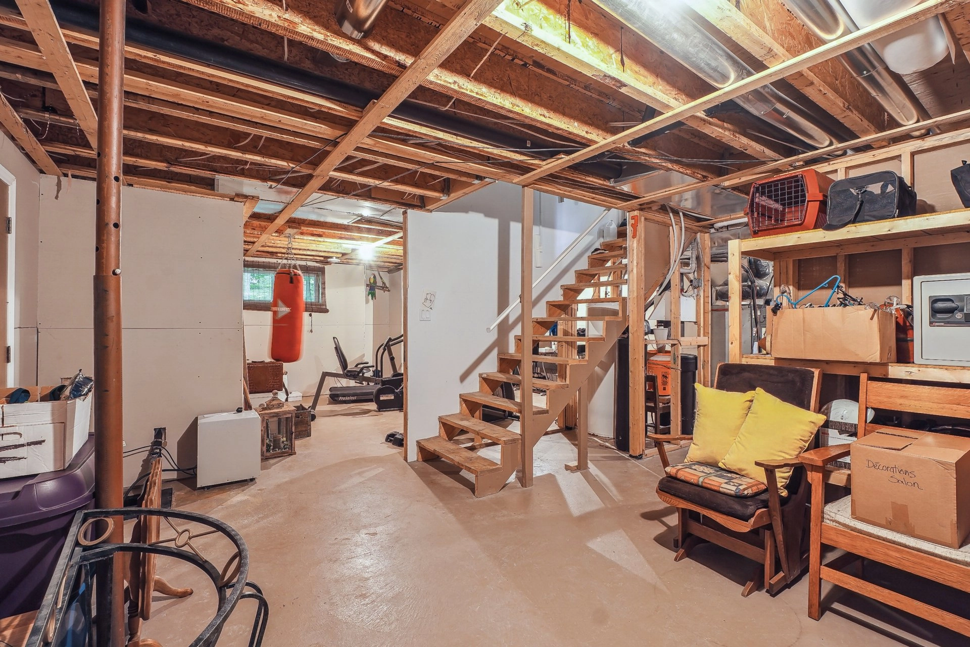 Two-car garage with expansive concrete floor