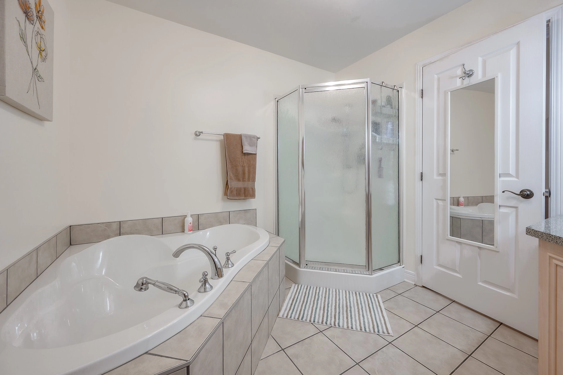 Bathroom with a large soaking tub