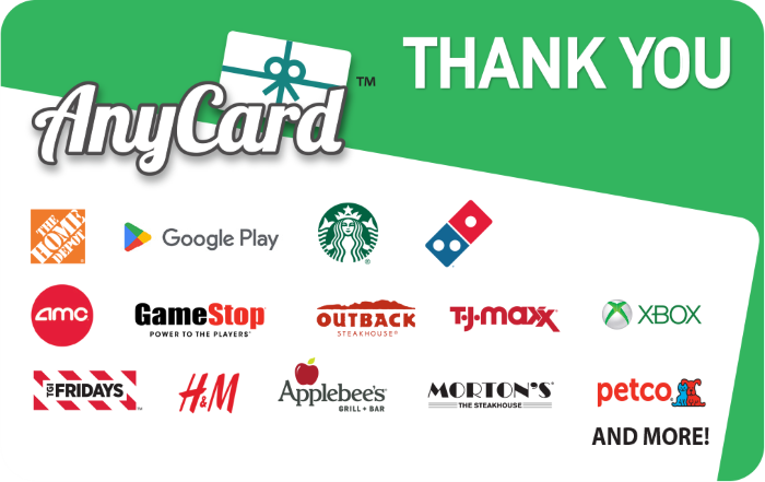 AnyCard Thank You gift card