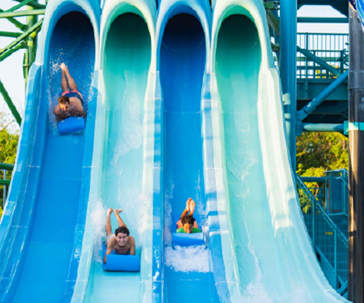 Soak Summit Tower is one of the main family friendly  activities at the Aqua Nick Riviera Maya water park.