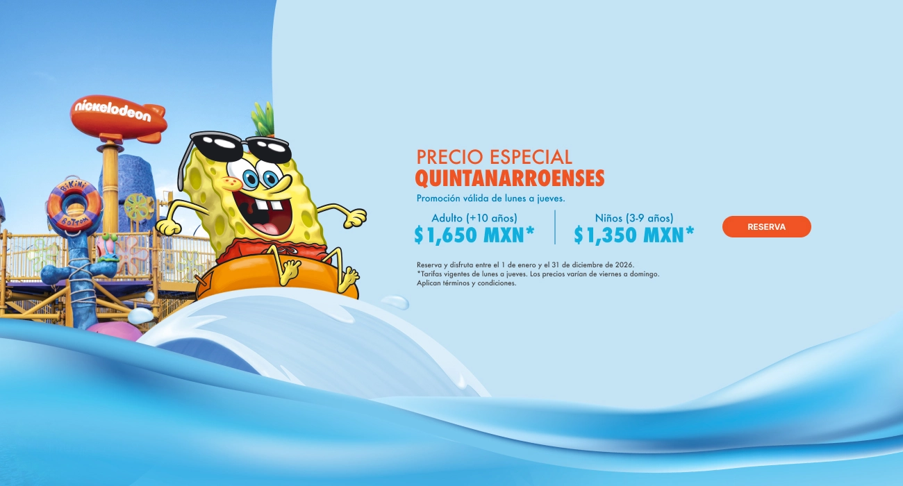 Promociones para Quintanarroenses del Parque Acuático Aqua Nick Riviera Maya de Nickelodeon
