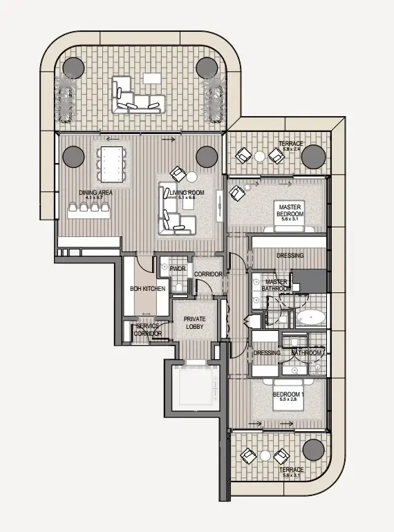 3 Bedroom Apartments 