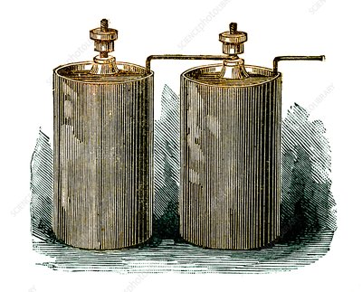 Electric batteries, 19th century - Stock Image - C012/5471 - Science Photo Library