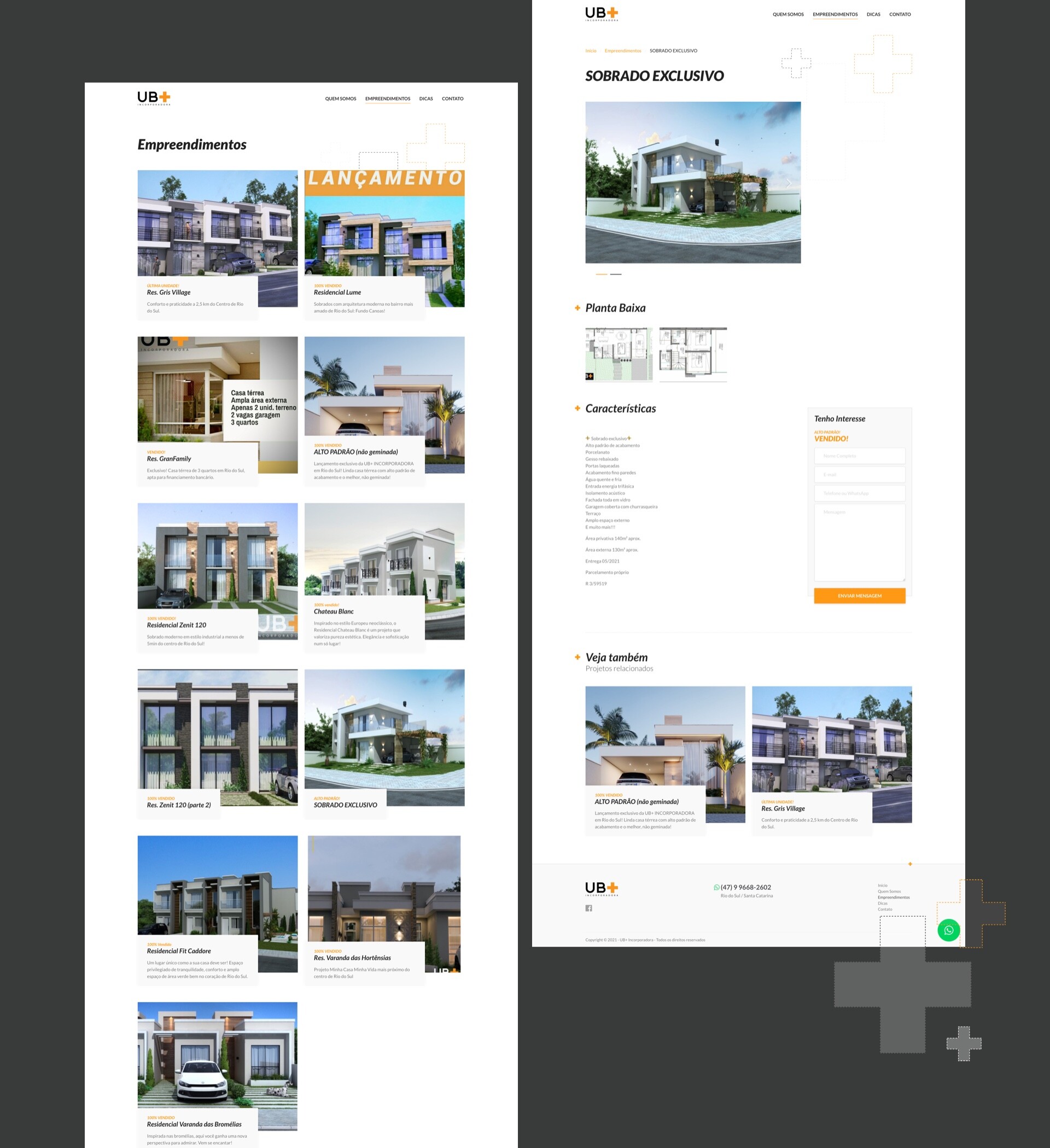Página de empreendimentos e detalhe do Projeto de desenvolvimento de site para a empresa UB+ Incorporadora.jpg
