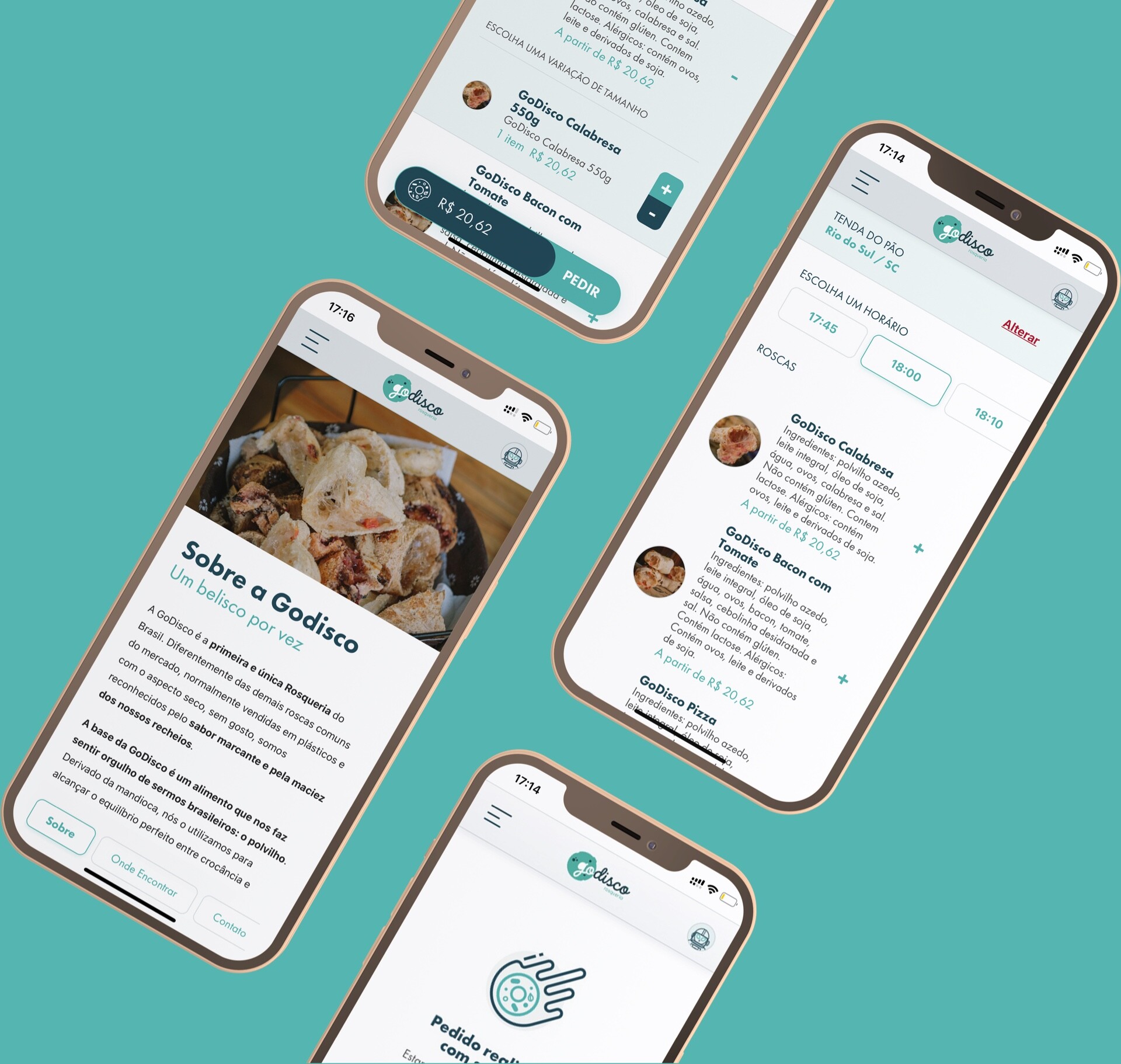 Imagem 1 - Telas do Aplicativo para Pedidos desenvolvido para a GoDisco Rosqueria Imagem 1 - Telas do Aplicativo para Pedidos desenvolvido para a GoDisco Rosqueria