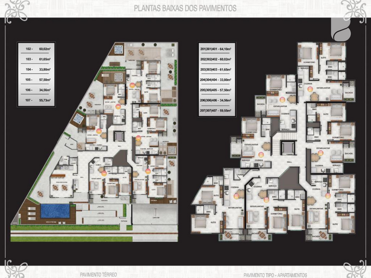 Plantas _ Residencial Palm's Majestic Place - Praia de Palmas GCR