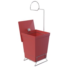 Toilet paper holder with red bin