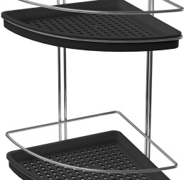 2 Tier corner shower caddy with plastic shelf black color