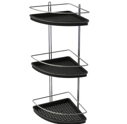 Double corner wired shampoo holder with black plastic background