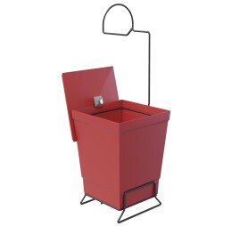 Toilet paper holder with red bin