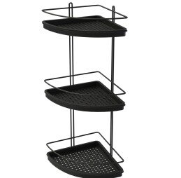  Double corner wired shampoo holder black plastic background