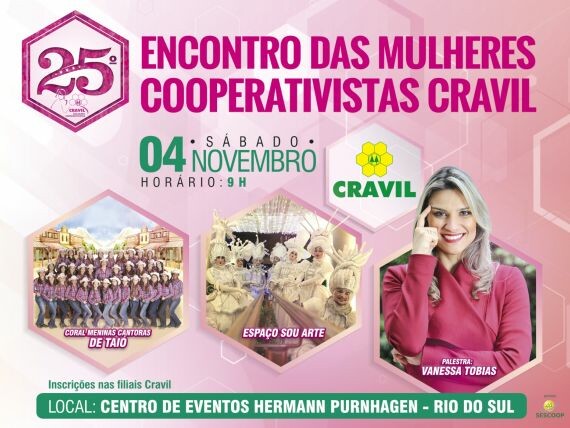 Cravil promove 25ª Encontro de Mulheres Cooperativistas 